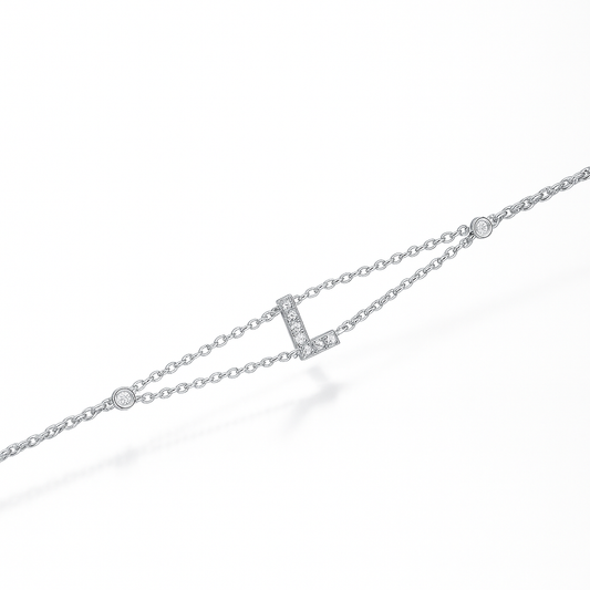 Letter Bracelet “L” – 18K White Gold