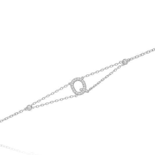 Letter Bracelet “Q” – 18K White Gold