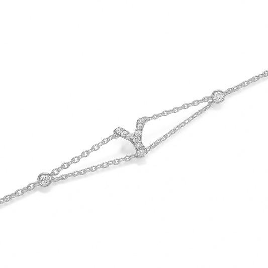 Letter Bracelet “Y” – 18K White Gold