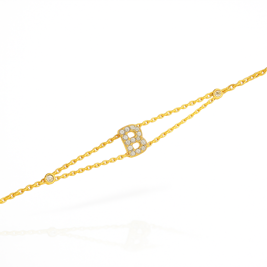 Letter Bracelet “B” – 18K Yellow Gold