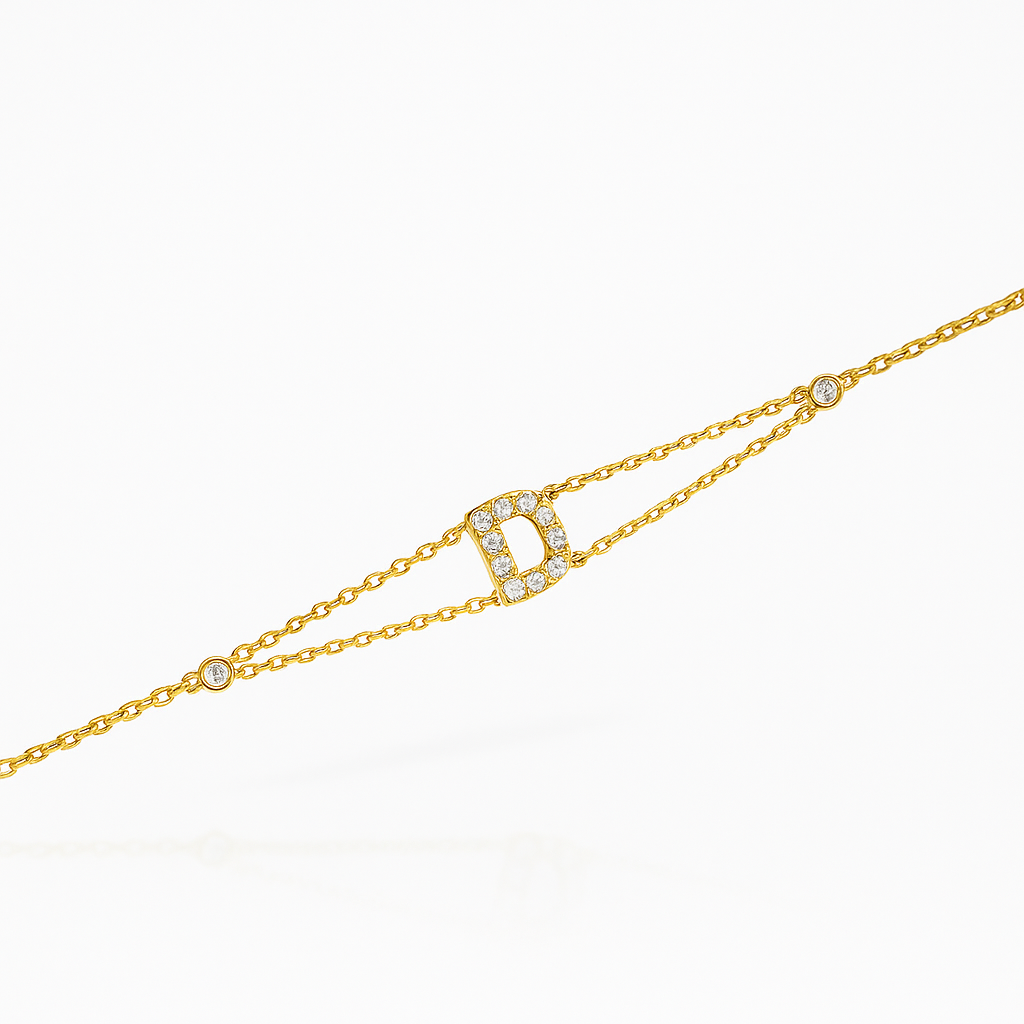 Letter Bracelet “D” – 18K Yellow Gold