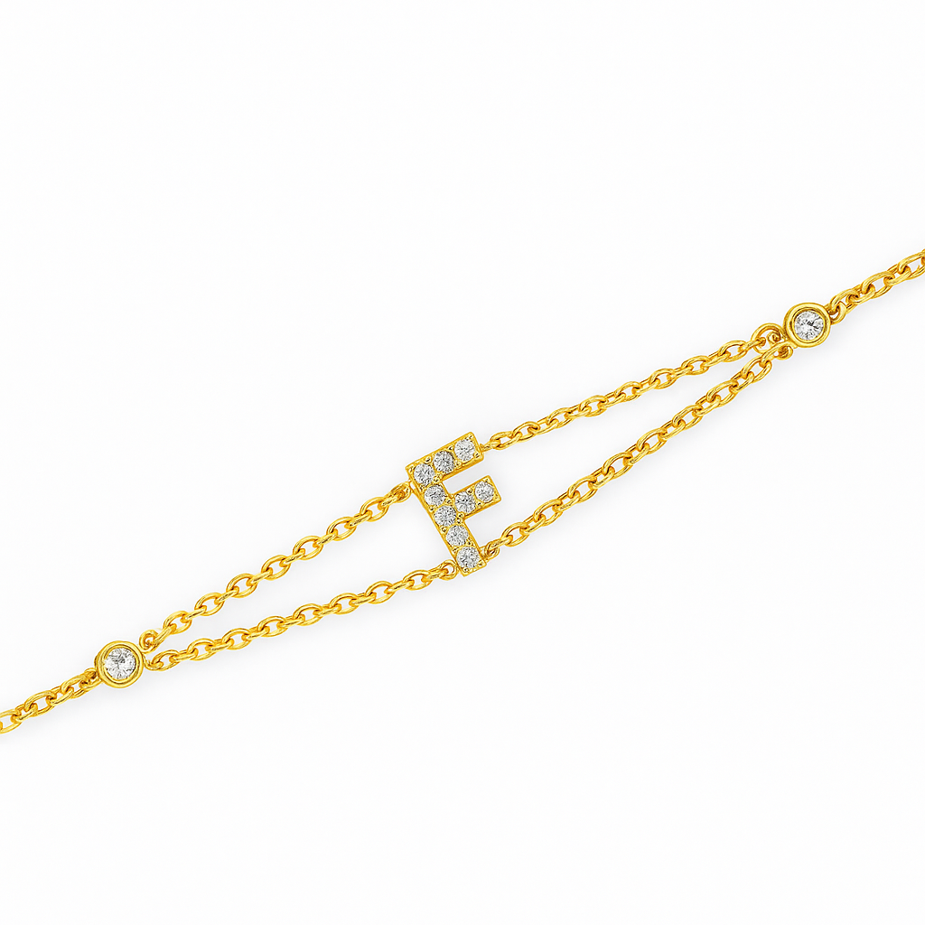 Letter Bracelet “F” – 18K Yellow Gold