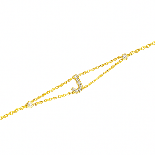 Letter Bracelet “J” – 18K Yellow Gold