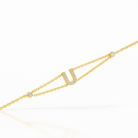 Letter Bracelet “U” – 18K Yellow Gold