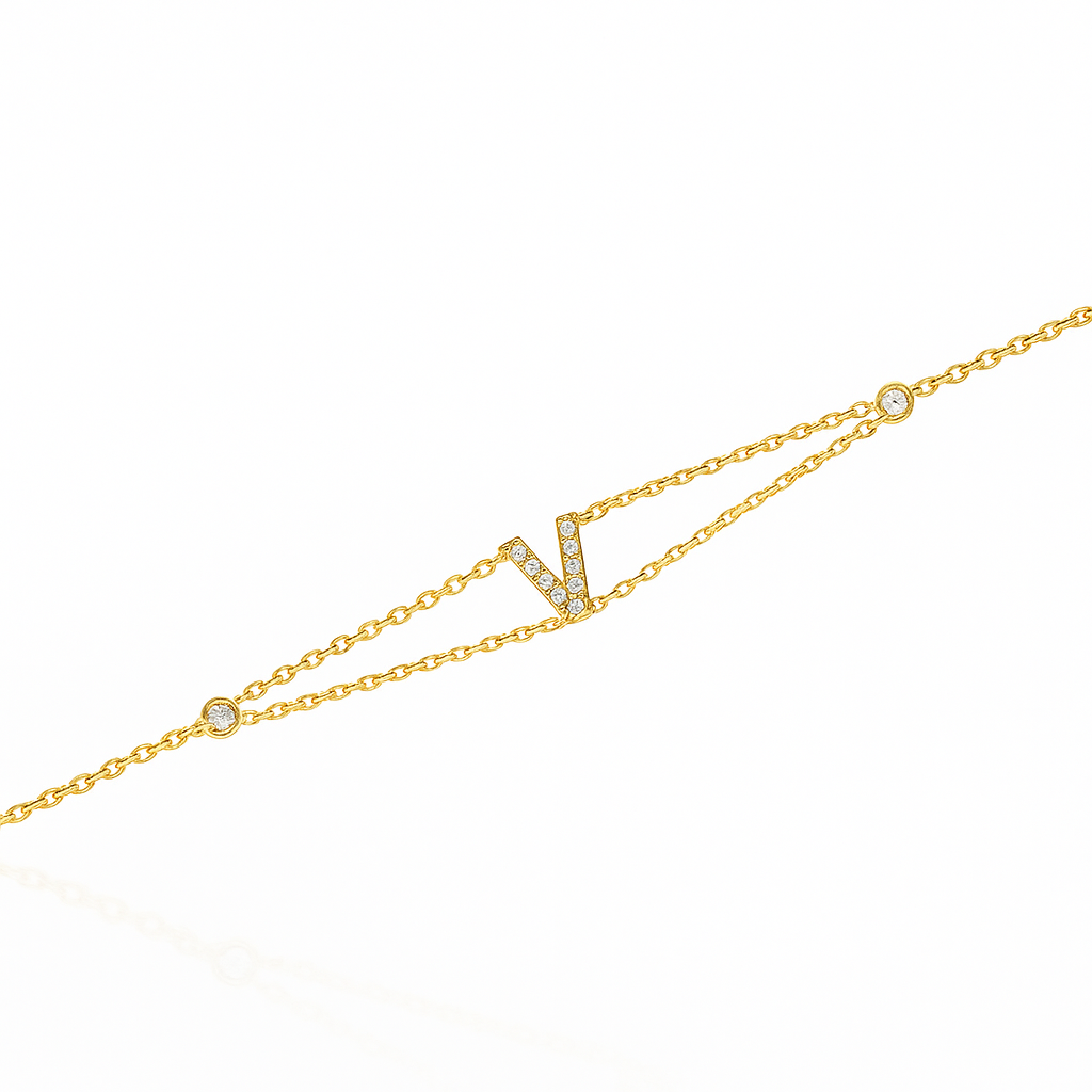 Letter Bracelet “V” – 18K Yellow Gold
