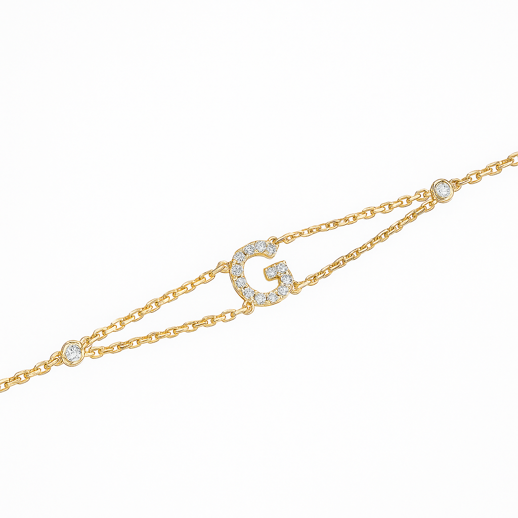 Letter Bracelet “G” – 18K Yellow Gold