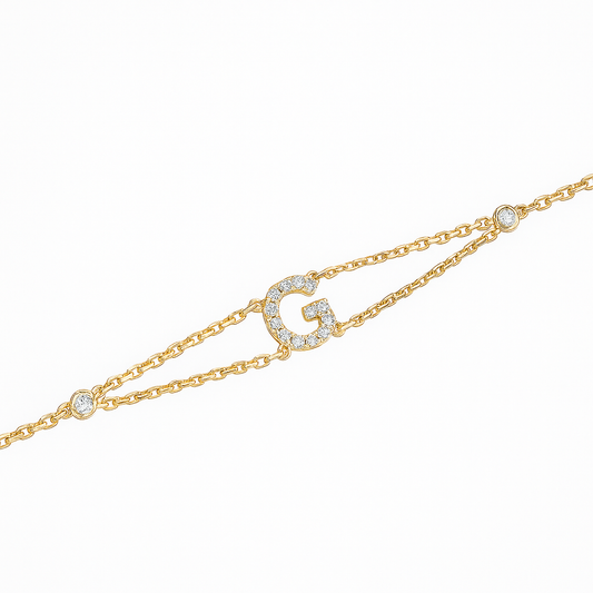 Letter Bracelet “G” – 18K Yellow Gold