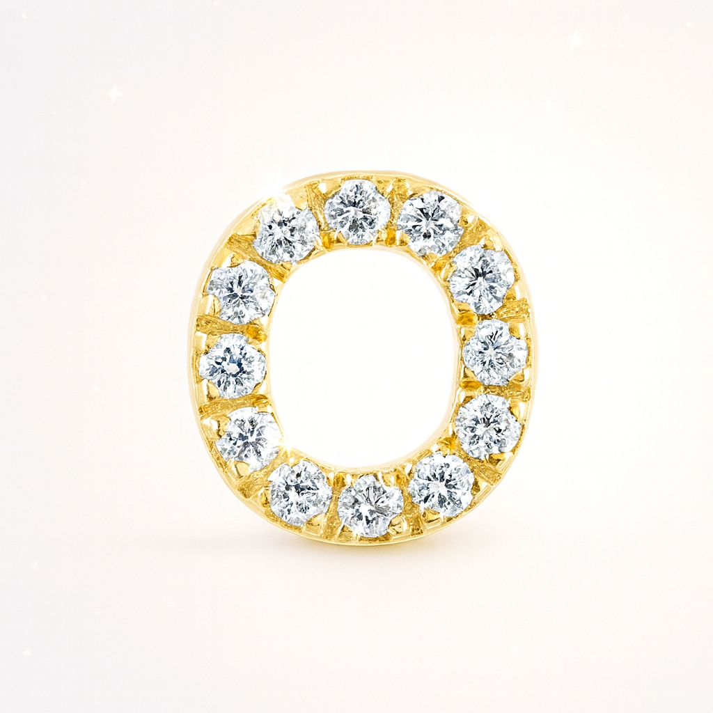 O Letter Stud Earring – 18k Yellow Gold