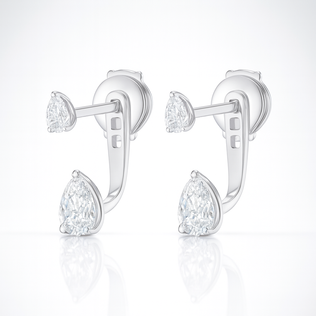 Pear Shaped Diamond Slider Earrings White Gold