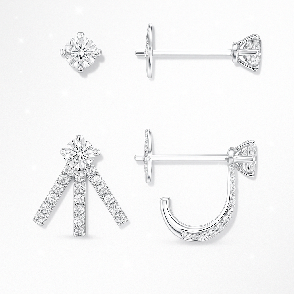 Petite Diamond Curl Huggie Earrings - 18K White Gold