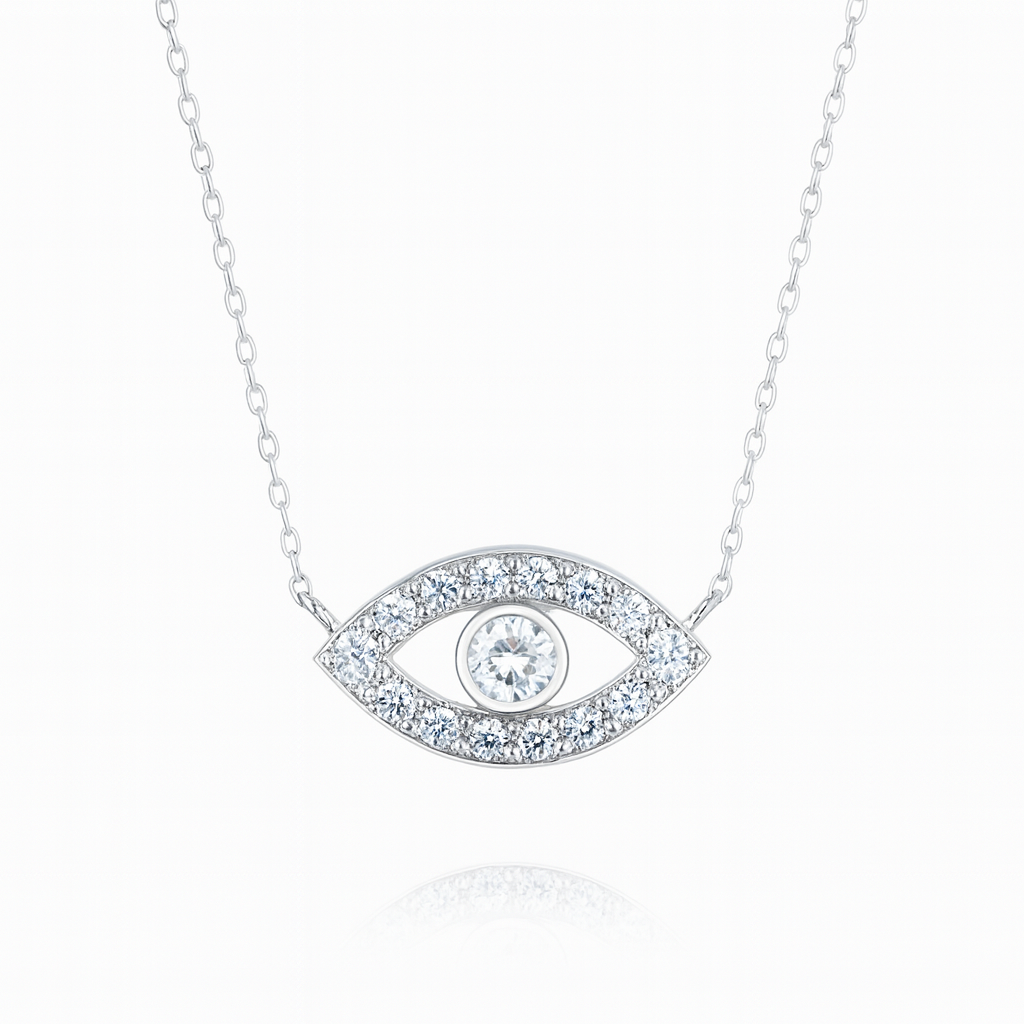 0.5ct - Round Evil Eye Diamond Pendant – White Gold
