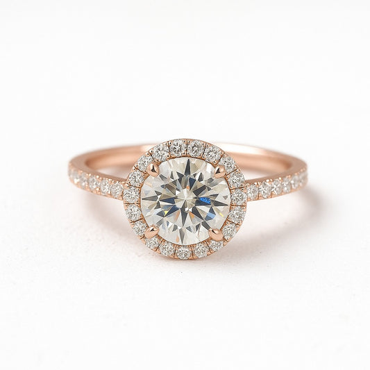 1 Carat Lab-Grown Halo Engagement Ring – Round Brilliant Diamond