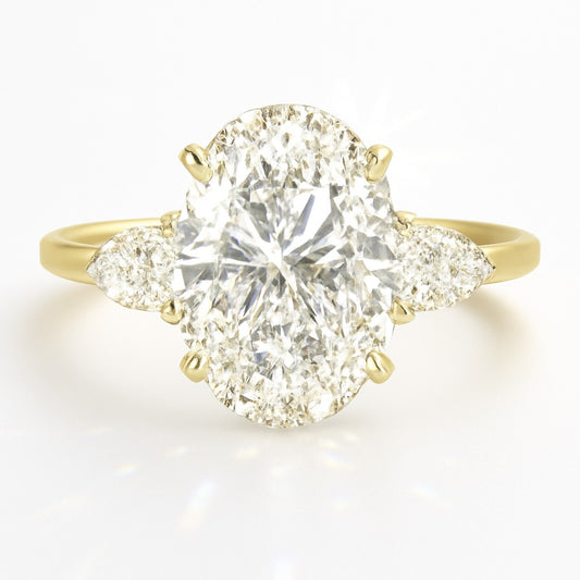 2.5 Carat Lab-Grown Trilogy Engagement Ring with Oval Diamond