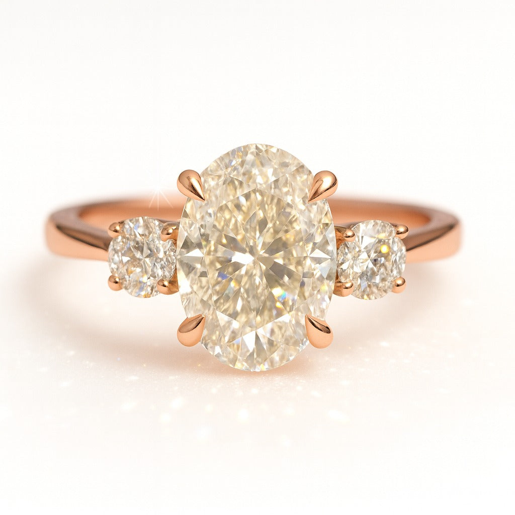 1 Carat Lab-Grown Trilogy Engagement Ring with Oval Diamond
