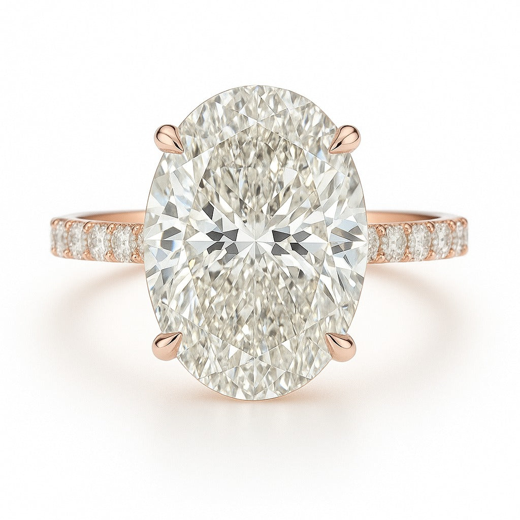5 Carat Lab-Grown Diamond Band Engagement Ring – Oval Cut