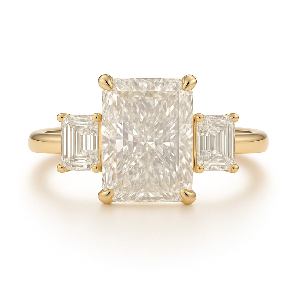1.5 Carat Lab-grown Trilogy Engagement Ring – Radiant Cut Diamond