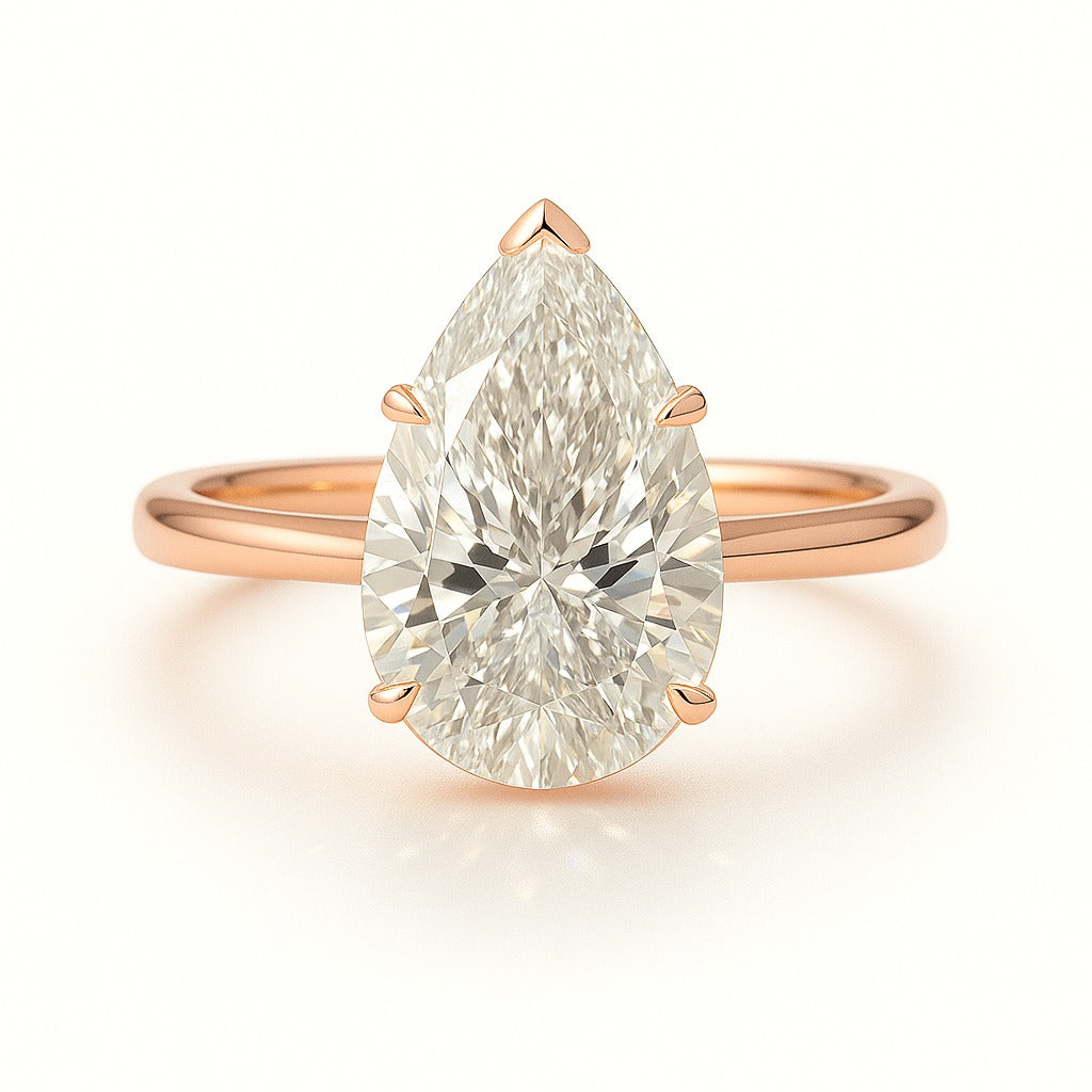 3 Carat Lab-Grown Pear Diamond Solitaire Engagement Ring - 18k White Gold