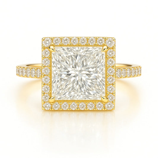 1.5 Carat Lab-Grown Halo Engagement Ring – Princess Cut Diamond 18K White Gold