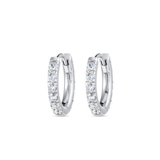 Small Diamond Huggie Earrings - 18k White Gold