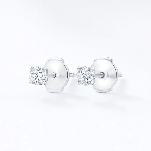 0.1 ct Each Round Lab-Grown Diamond Stud Earrings - 18k White Gold