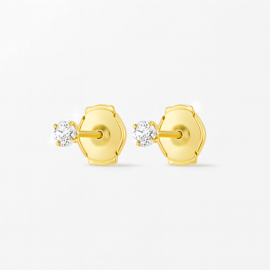 0.1 ct Each Round Lab-Grown Diamond Stud Earrings - 18k Yellow Gold