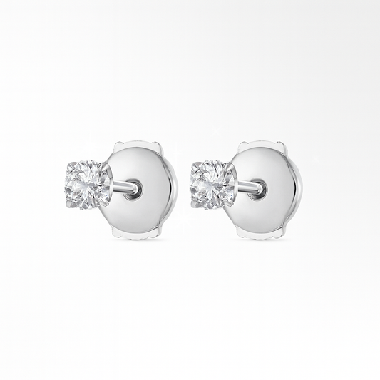 0.2ct Each Round Lab-Grown Diamond Stud Earrings - 18k White Gold