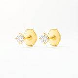 0.2ct Carats - Each Round Lab-Grown Diamond Stud Earrings - 18k Yellow Gold