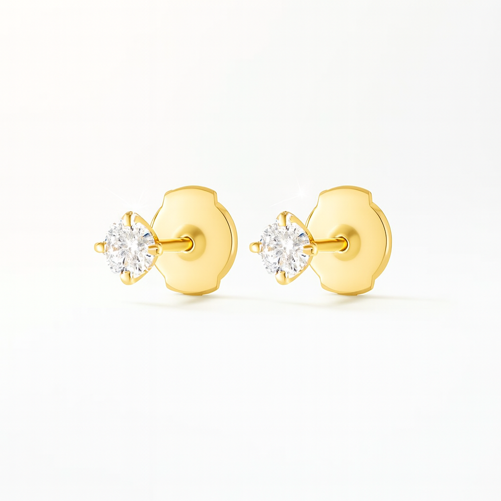 0.2ct Each Round Lab-Grown Diamond Stud Earrings - 18k Yellow Gold