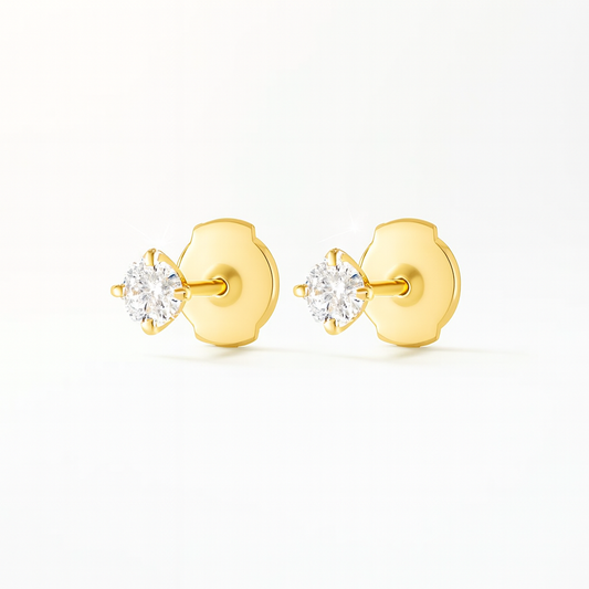 0.2ct Each Round Lab-Grown Diamond Stud Earrings - 18k Yellow Gold