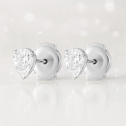0.3ct Each Pear Lab-Grown Diamond Stud Earrings - 18k White Gold