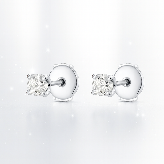 0.3ct Each Round Lab-Grown Diamond Stud Earrings - 18k White Gold