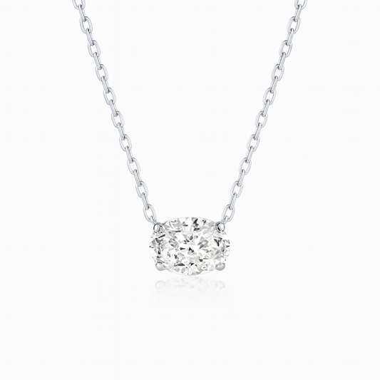 0.3ct Oval Diamond Pendant in 18k White Gold