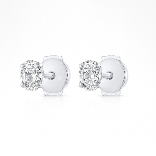 0.4ct Each Oval Lab-Grown Diamond Stud Earrings – 18K White Gold