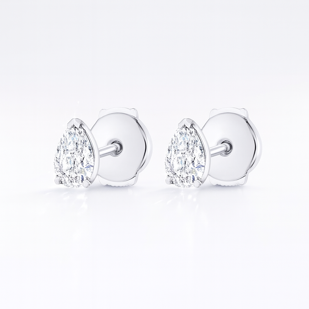 0.4ct Each Pear Lab-grown Diamond Stud Earrings in 18K White Gold