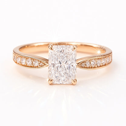 0.5 Carat Lab-Grown Diamond Band Engagement Ring 18k White Gold – Radiant Cut