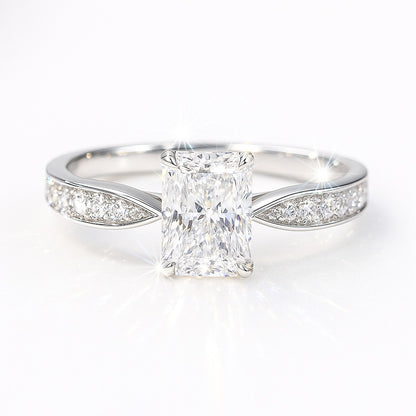 0.5 Carat Lab-Grown Diamond Band Engagement Ring 18k White Gold – Radiant Cut