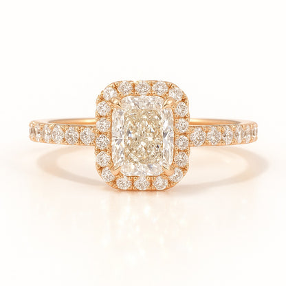 0.5 Carat Lab-Grown Halo Engagement Ring 18k White Gold – Radiant Diamond