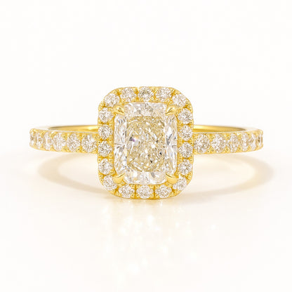 0.5 Carat Lab-Grown Halo Engagement Ring 18k White Gold – Radiant Diamond