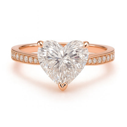 0.5 Carat Lab-Grown Heart Diamond Band Engagement Ring - 18K White Gold