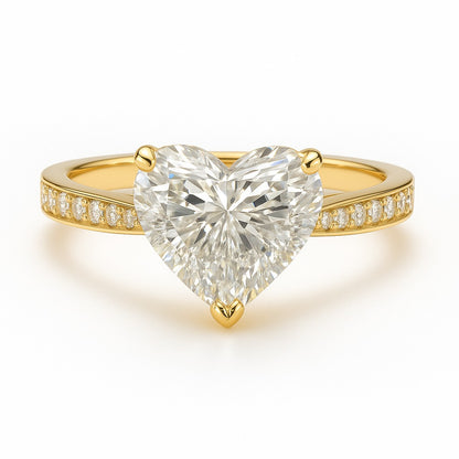 0.5 Carat Lab-Grown Heart Diamond Band Engagement Ring - 18K White Gold