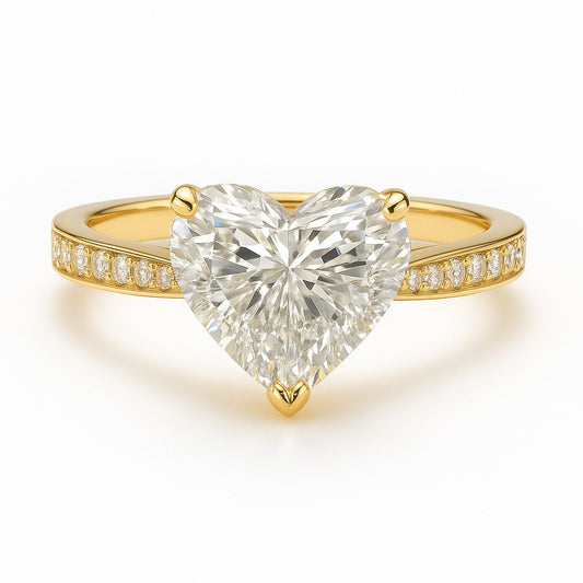 0.5 Carat Lab-Grown Heart Diamond Band Engagement Ring - 18K White Gold