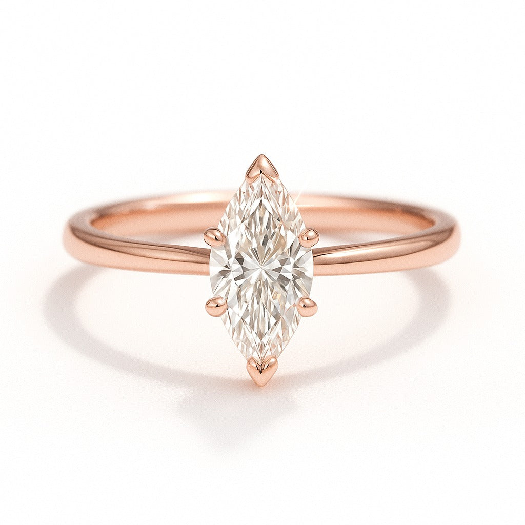 0.5 Carat Lab-Grown Marquise Solitaire Engagement Ring - 18K White Gold