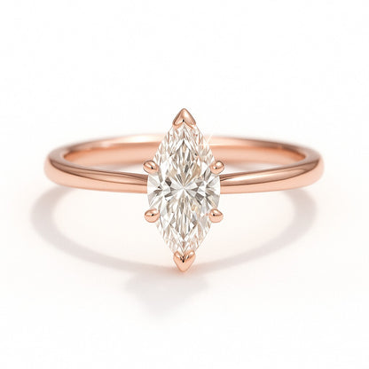 0.5 Carat Lab-Grown Marquise Solitaire Engagement Ring - 18K White Gold