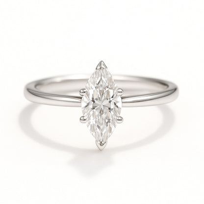0.5 Carat Lab-Grown Marquise Solitaire Engagement Ring - 18K White Gold