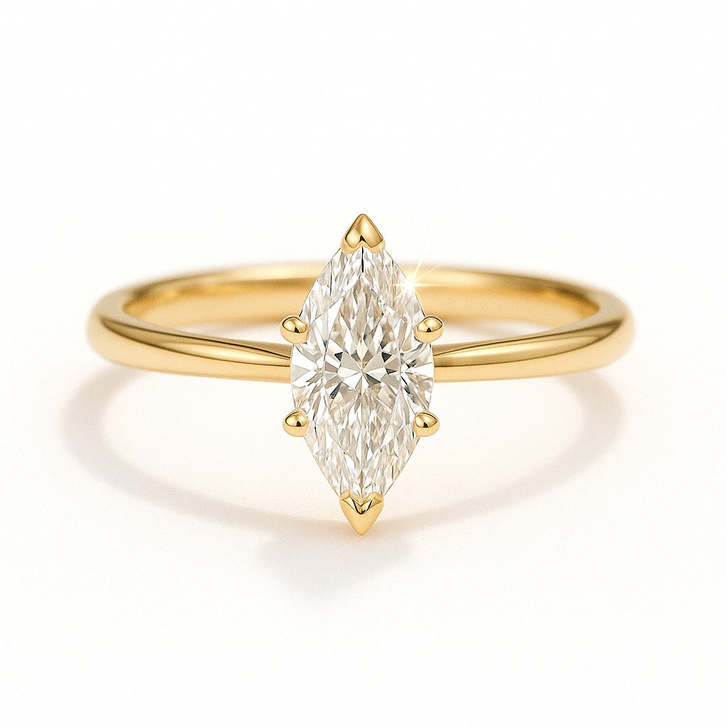 0.5 Carat Lab-Grown Marquise Solitaire Engagement Ring - 18K White Gold