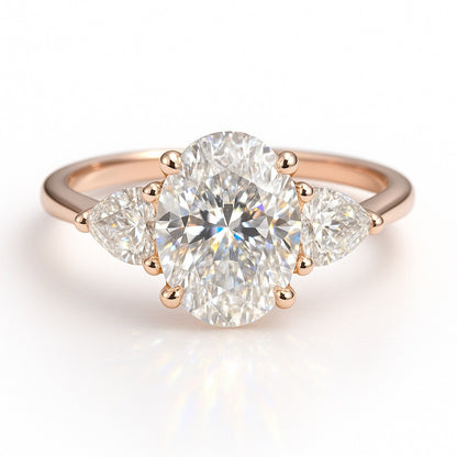 0.5 Carat Lab-Grown Oval Diamond Trilogy Engagement Ring
