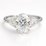 0.5 Carat Lab-Grown Oval Diamond Trilogy Engagement Ring