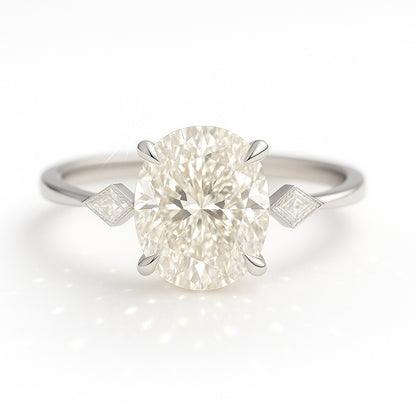 0.5 Carat Lab-Grown Oval Diamond Trilogy Engagement Ring