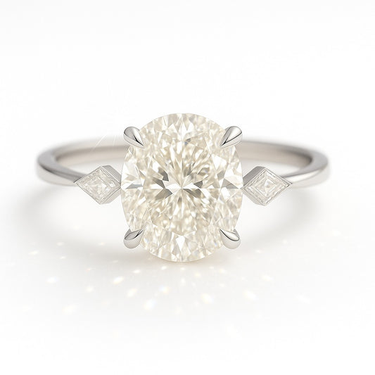 0.5 Carat Lab-Grown Oval Diamond Trilogy Engagement Ring