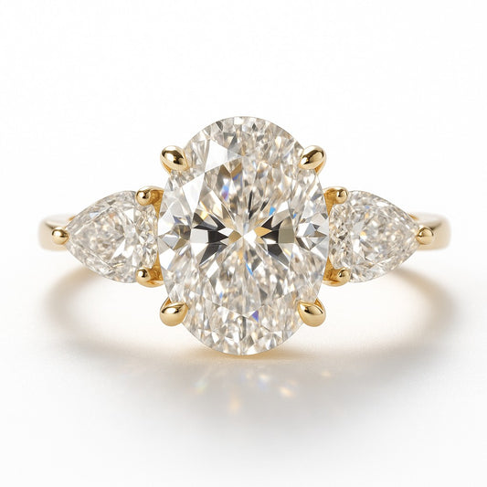 0.5 Carat Lab-Grown Oval Diamond Trilogy Engagement Ring